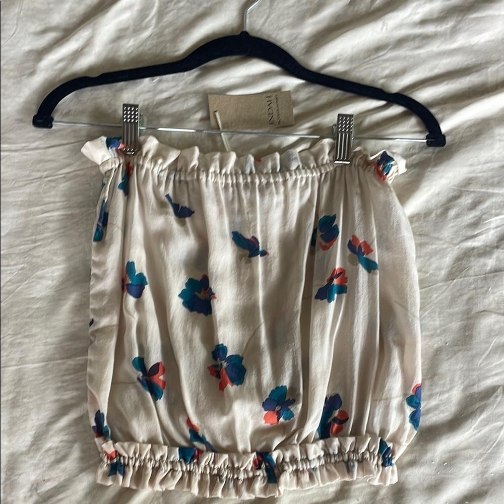 Indah White Smocked Ruffled Crop Top